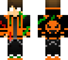 halloween orange hoodie boy (inverted hood and headphones)