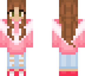 pink and white hoodie girl