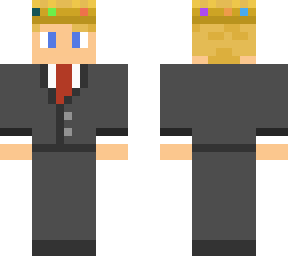 blonde person with crown and suit