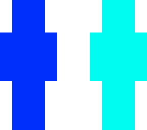 color block/color schemed no features skin blue and green