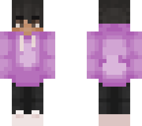 pink hoodie, black hair.