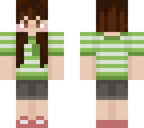 + girl with green striped shirt +