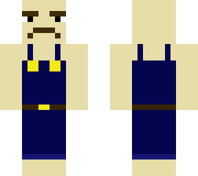 bald angry guy in overalls