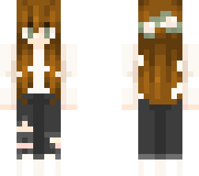 cute girl - brown hair - flower crown - green eyes - black ripped jeans