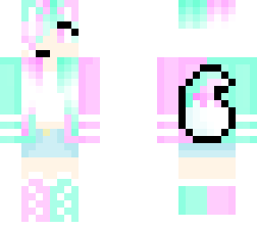 pink and mint kawaii gamer fox girl