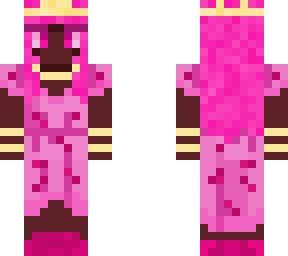 pink dress with dark pink designs and gold accessories