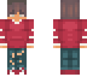 red hoodie and ripped jeans boy