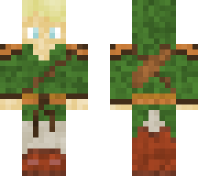 robin hood themed boy with a green hood, leather boots and a nice quiver.