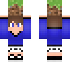 garoto segurando um bloco de terra classico skin do pack de skin original