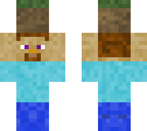 mini steve holding grass block