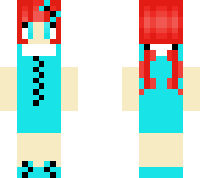 red haired girl with blue dress