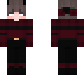 rose hair band and red shirt skin