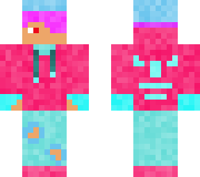 Anime Cute Pink And Blue Haired Adidas Boy Minecraft Skin
