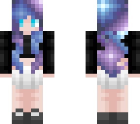 galaxy hair and black top white skirt outfit