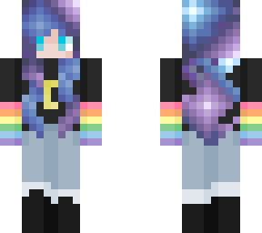 Galaxy Hair and Rainbow Weather Outfit | Minecraft Skin