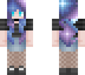 galaxy hair and stripe tee, shorts, stockings outfit