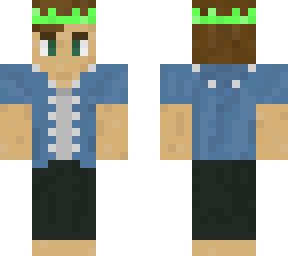 blue jacket brown hair