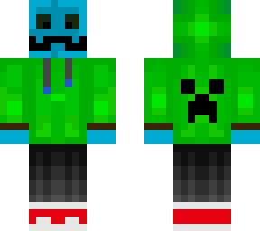 blue slimey with creeper hoodies but with a moustache