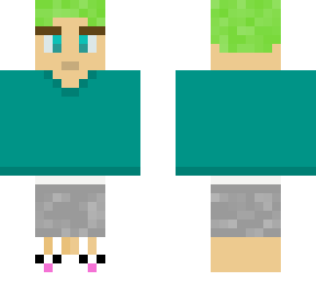 green haired dude with bunny slippers