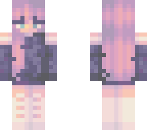 pink hair with a purple sweater