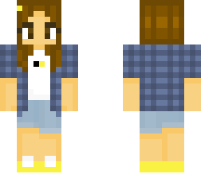 girl in blue flannel bee-themed