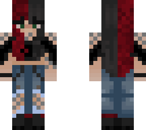 grunge alt girl red black two tone hair goth