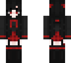red anime girl black hair