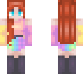 red hair and prism rainbow dress