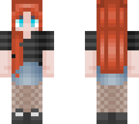 red hair and stripe t-shirt, shorts and stockings