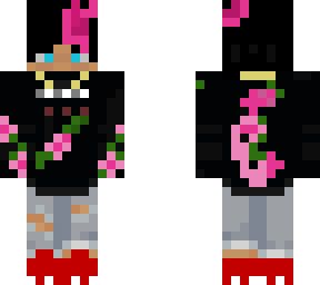 pink flowers pink hair