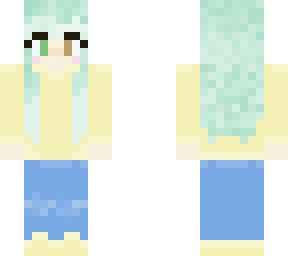 girl wich blue/green hair and yellow hoodie
