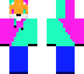 fox in a pink and aqua hoodie