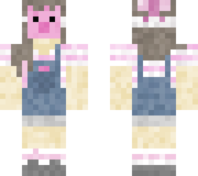 pig mask girl wearing overalls