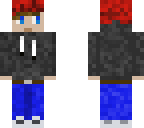 black hoodie and red beanie