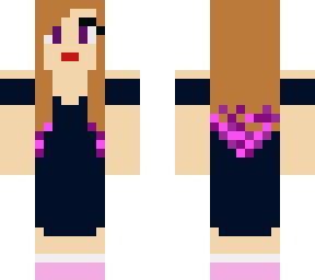 black dress brown and purple hair girl