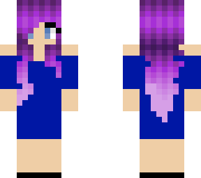 blue dress purple hair girl
