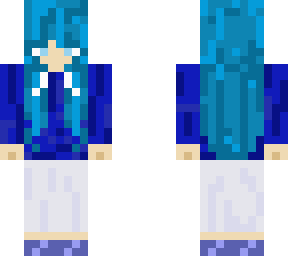 blue hair and hoodie