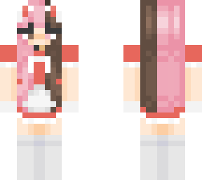 cat maid pink and brown hair red