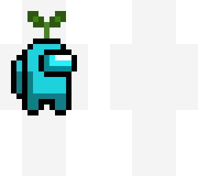 cyan/light blue among us with sprout