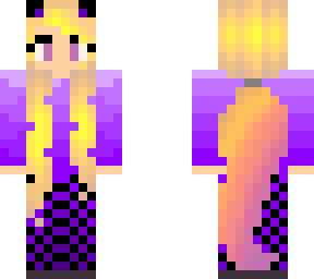 purple cat girl with long hair