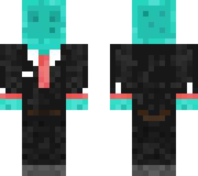 aqua slime in black tux with red accents