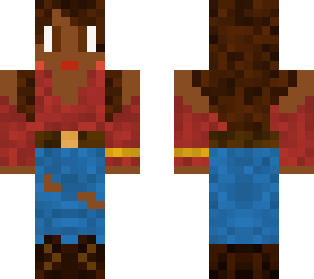 black girl in red shirt and dark blue jeans