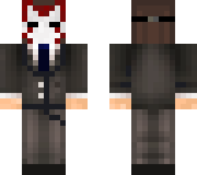 red white mask suit