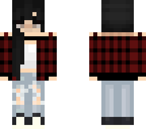 cool girl with ripped jean's and plaid sweater