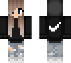 female with a black nike hoodie