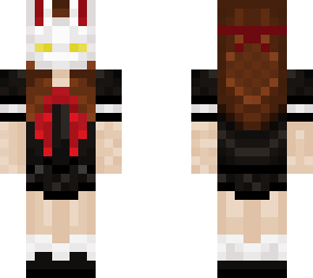 school and kitsune mask