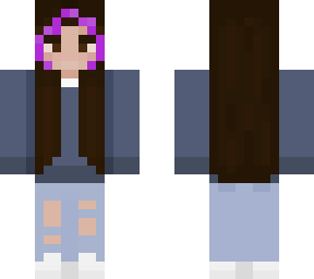 trendy girl- dark hair with purple streaks