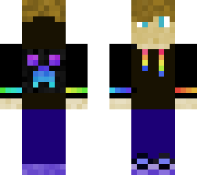 boy with a rainbow creeper head on the back