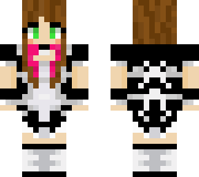 maid skin brown and pink hair