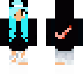 nike girl with cyan hair and a red nike logo